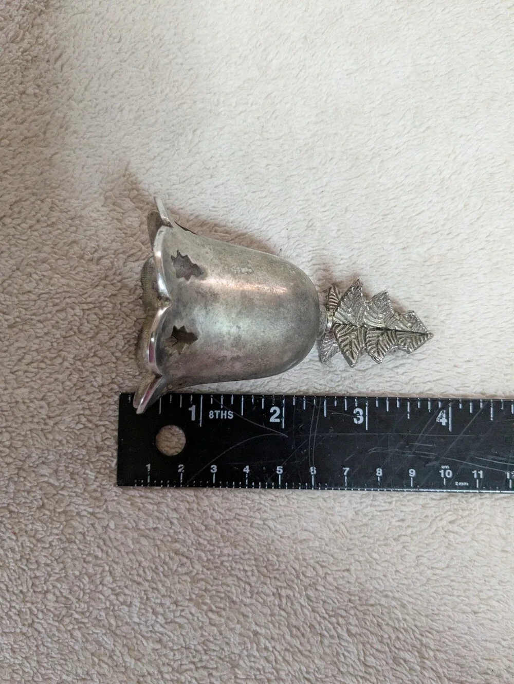 Vintage Bell Decorative Christmas Tree Pattern, India, Silver plated/Brass?